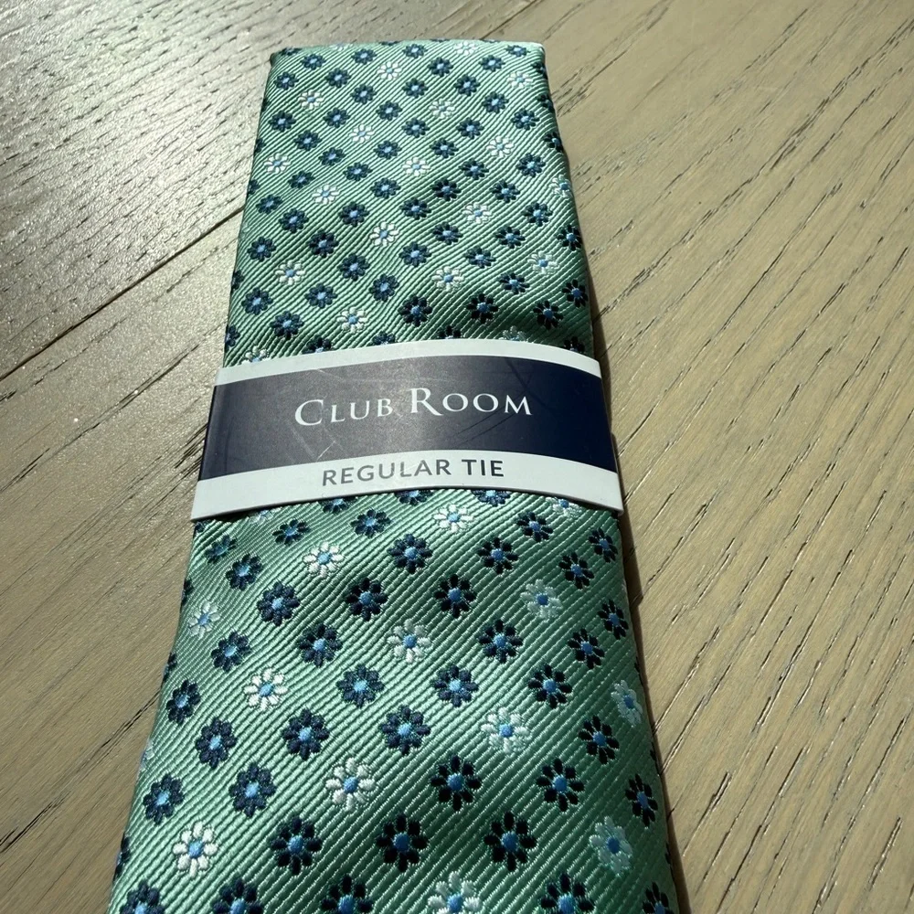 NWT Club Room Men's Green Floral Neat Patterned Regular Tie